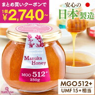 【クーポンで1個あたり2740円〜まとめ買いで最大50％OFF】日本製造 マヌカハニー MGO512+ 250g UMF15+相…