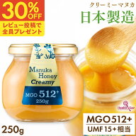 【クーポンで1個4186円、3個で1個3140円】日本製造 マヌカハニー MGO512+ 250g ガラス瓶 クリーミータイ…