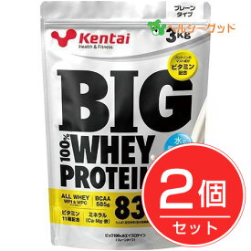 ケンタイ プロテイン BIG100％ ホエイプロテイン プレーンタイプ 3kg×2個セット - 健康体力研究所 (kentai) ※2024年4月9日以降出荷予定 予約販売中 ※パッケージが変更になります。 [ケンタイ]