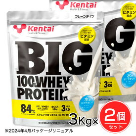 ケンタイ プロテイン BIG100％ ホエイプロテイン プレーンタイプ 3kg×2個セット - 健康体力研究所 (kentai) [ケンタイ]