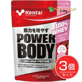 ケンタイ プロテイン パワーボディ ホエイプロテイン ストロベリー 2.3kg×3個セット - 健康体力研究所 (kentai)