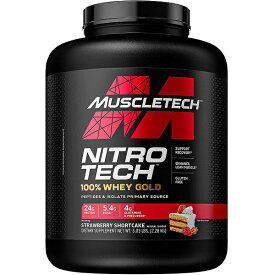【送料無料】 マッスルテック ニトロテック 100％ ホエイゴールド プロテインパウダー イチゴのショートケーキ 2.28kg 69回分 Muscletech Nitro Tech100% Whey Gold Protein 5lbs 69 servings &#9829 Strawberry Shortcake