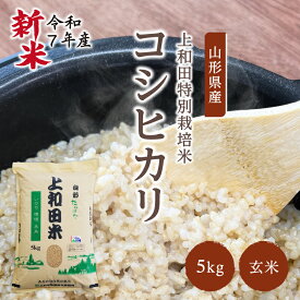 【新米】特別栽培米 コシヒカリ玄米 5kg | 令和7年産 減農薬 金賞 金賞受賞 特a 特A 玄米 コシヒカリ こしひかり 上和田有機米生産組合 上和田特別栽培米 特別栽培米 農家のお米 お米 おこめ 米 こめ コメ 山形 高畠 高畠町 5キロ 送料無料