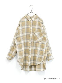 ≪SALE 50%OFF≫ムラ糸CPOシャツチュニックレディース トップス シャツ チェック カジュアル オーバーサイズ 大きめ 羽織り ブラック ベージュ イエロー 綿100% SALE/st/sn/as