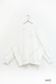 【7/10(木)限定店内全品ポイント5倍】≪SALE 20%OFF≫ビックハートプルオーバーレディース トップス 裏毛 カジュアル ゆったり 刺繍 綿 ホワイト ブルー ブラック ボーダー ネイビー フリーサイズ ssitem4/st/slad