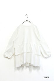 ≪SALE 30%OFF≫裾布帛フレアチュニックレディース トップス ホワイト ライトパープル ブラック 綿
