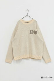 ≪SALE 50%OFF≫JQニットプルオーバー(Hハート）レディース トップス 秋 冬 ナチュラル FREE フリー 可愛い ニット プルオーバー ワンポイント ハート もっちり 柔らかい チャコール ベージュ SALE商品 salerank/st/kn
