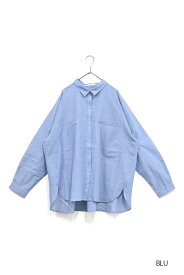 【En avant】シャンブレーベーシックシャツレディース トップス シャツ ビッグシャツ ブルー ネイビー 綿 綿100