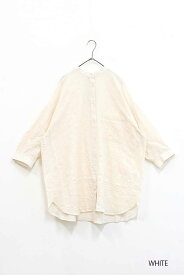 ≪SALE 50%OFF≫ふんわりノーカラーBIGシャツチュニックレディース トップス シャツ チュニック ホワイト ピンク インクブルー チャコール/st/sn