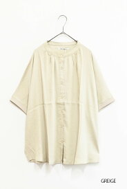 ≪SALE 50%OFF≫ドルマンシャツチュニックレディース トップス チュニック シャツ バンドカラー ブラック グレージュ ライム オレンジ レーヨン ナイロン SALE残りわずか/st/sn