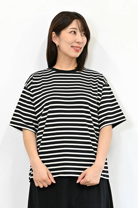 楽天市場】ワイドなボーダーTEE-2レディース トップス Tシャツ 