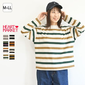 ≪SALE 50%OFF≫ワイドな太ボーダーロンTEEレディース トップス Tシャツ ボーダー 長袖 グレージュ ナチュラル キャメル ブラウン ブラック 綿 ポリウレタン