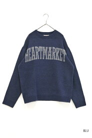 【7/10(木)限定店内全品ポイント5倍】＼在庫わずか／≪SALE 70%OFF≫HEARTMARKETニットプルオーバーレディース トップス ニット ロゴ 秋 冬 カジュアル フリー アクリル ポリエステル ポリウレタン ブルー ナチュラル ハトマロゴ SALE セール在庫わずか/st/kn