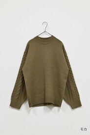 ≪SALE 70%OFF≫ほっこりカラーの袖ケーブルニットレディース トップス ニット プルオーバー カジュアル ナチュラル オレンジ モカ マスタード 暖かい 秋 冬商品 SALE/st/kn