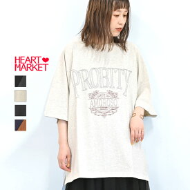 【7/10(木)限定店内全品ポイント5倍】≪SALE 30%OFF≫カレッジ刺繍BIGチュニックレディース トップス チュニック ラグラン ステッチ カレッジロゴ オートミール チャコール ブラウン 綿 ポリウレタン/st/sn