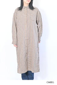 ≪SALE 50%OFF≫【no jean】両面起毛綾織チェックシャツワンピースレディース ワンピース ロングワンピース シャツワンピース 長袖 チェック 起毛 ナチュラル ベージュ ブラウン ネイビー 綿 綿100/slad/tk23/sh/sp
