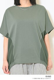 ≪OUTLET SALE 50%OFF≫布帛切替バックバルーンプルオーバーレディース トップス プルオーバー 切替 カットソー 布帛 ベージュ カーキ チャコール ブラック 綿 ポリエステル ポリウレタン/st/ky09