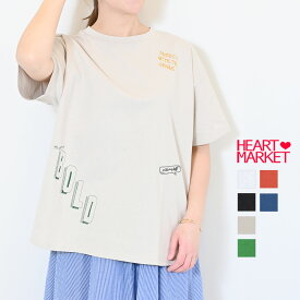 ≪SALE 50%OFF≫【夏ルックブック掲載item】手書きロゴゆるTeeレディース トップス Tシャツ 刺繍 Tシャツ 半袖 ハート ホワイト チャコール ナチュラル グリーン レッド ブルー 綿 綿100 カジュアル 春 夏/rf/st/6ko/mt