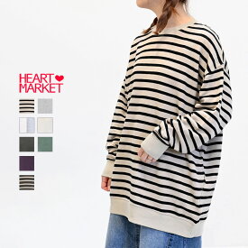 スラブ裏毛クルーネックチュニックレディース トップス トレーナー チュニック 裏毛 スラブ ナチュラル グレー グリーン ダークパープル チャコール ボーダー グレージュ 綿 ポリエステル ポリウレタン/9ko