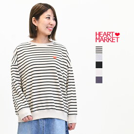 ≪SALE 30%OFF≫裾ギャザーハート刺繍裏毛Bigプルオーバーレディース トップス プルオーバー 刺繍 長袖 ギャザー ハート ナチュラル グレー ブラック パープル ボーダーナチュラル ポリウレタン ポリエステル 綿100/9ko