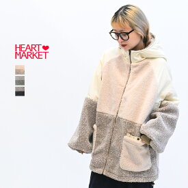 【 楽天スーパーSALE 50％OFF 】 配色ボアフーディジャケットレディース アウター ジャケット フード ブルゾン 異素材 ベージュ カーキ チャコール クレイジー ポリエステル ss2606