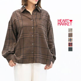 ≪SALE 50%OFF≫チェックゆったりポケ付きシャツレディース トップス シャツ 羽織り 長袖 配色 ポケット チェック レッド ベージュ ブラウン マスタード ブラック 綿 ポリエステル レーヨン/9ko