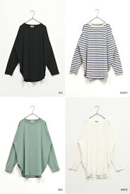 ≪SALE 20%OFF≫デイリーロングTEEレディース トップス ロンT ホワイト ブラック グリーン ネイビー ボーダー ポリエステル レーヨン ポリウレタン SALE商品