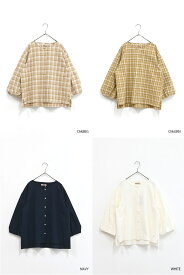 ≪SALE 70%OFF≫ぽこぽこ素材のボリューム袖ブラウスレディース ブラウス シャツ ホワイト ネイビー チェック ベージュ グリーン 春 綿 ポリエステル ポリウレタン SALE商品/st
