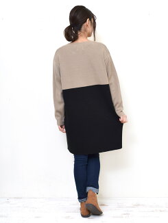 \WINTERSALE30%OFF/ミラノリブバイカラーワンピースレディース,トップス,ワンピース,バイカラ—,ニット,ミラノリブ,冬,気になる体型カバー,ハトマスト