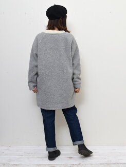 \創業祭限定20%OFF/◎もこもこボアジャケットレディース,ボア,アウター,ジャケット,もこもこ,気になる体型カバー,秋冬トレンド,ノーカラー,裏地付き,ポケット,ブルゾン,ミドル丈