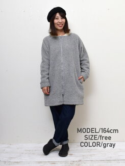 \創業祭限定20%OFF/◎もこもこボアジャケットレディース,ボア,アウター,ジャケット,もこもこ,気になる体型カバー,秋冬トレンド,ノーカラー,裏地付き,ポケット,ブルゾン,ミドル丈