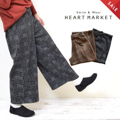 ≪まとめ買いクーポン開催中≫\WINTERSALE50%OFF/ニットフリースワイドパンツ1812レディース,ボトムス,パンツ,ワイドパンツ,フリース,チェック柄,ゆったり,裏起毛