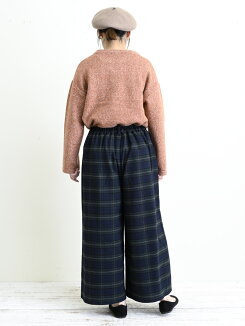 ≪12/2発売≫TR起毛ワイドパンツ柄レディース,ボトムス,パンツ,ワイドパンツ,チェック,グレンチェック,ハトマ定番ボトムス,ハトマスト,冬,カジュアル,トレンド,キレイめ,あったか素材