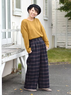 ≪11/26発売≫TR裏天竺ワイドパンツレディース,ボトムス,パンツ,ワイドパンツ,チェック,グレンチェック,あったか素材,ボトムス,冬,カジュアル,起毛,裏起毛,冬のおでかけコーデ,キレイめ,トレンド