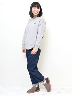 \WINTERSALE30%OFF/プレミア裏起毛スマイル巾広トレーナーレディース,トップス,プルオーバー,トレーナー,裏起毛,ハトマ定番,秋冬,カジュアル,あったか素材,ハトマスト,刺繍,ニコちゃん,スマイル
