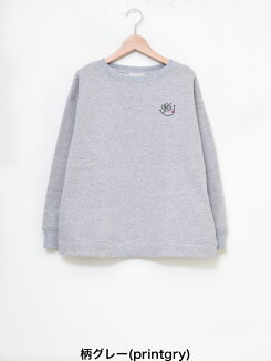 \WINTERSALE30%OFF/プレミア裏起毛スマイル巾広トレーナーレディース,トップス,プルオーバー,トレーナー,裏起毛,ハトマ定番,秋冬,カジュアル,あったか素材,ハトマスト,刺繍,ニコちゃん,スマイル