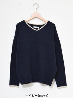 ≪12/20発売≫\WINTERSALE30%OFF/ライン入りVネックプルオーバーレディース,トップス,プルオーバー,無地,ドルマン,ライン入り,ナチュラル,長袖,Vネック,秋冬トレンド,ニット,柔らかい