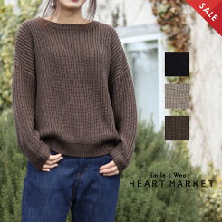 ≪1/8発売≫\WINTERSALE30%OFF/畦編み後ヘンリープルオーバーレディース,トップス,プルオーバー,ニット,後ろヘンリー,ハトマスト,冬,気になる体型カバー,畦編み