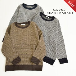 ≪1/8発売≫\WINTERSALE30%OFF/2色MIXクルーネックプルオーバーレディース,クルーネック,プルオーバー,体型カバー,MIX,ハトマスト,ニット,気になる体型カバー,冬のおでかけコーデ,カジュアル