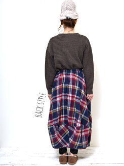 \WINTERSALE30%OFF/チェックコクーンスカートレディース,ボトムス,スカート,コクーン,チェック柄,ハトマスト,体型カバー,秋,冬