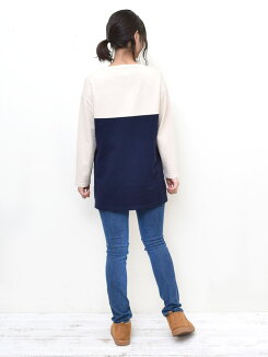 ≪11/30発売≫配色切替ニットチュニックレディース,トップス,チュニック,ゆったり,切替,秋冬ニット,ナチュラル,配色,バイカラー