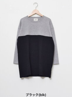 ≪11/30発売≫配色切替ニットチュニックレディース,トップス,チュニック,ゆったり,切替,秋冬ニット,ナチュラル,配色,バイカラー