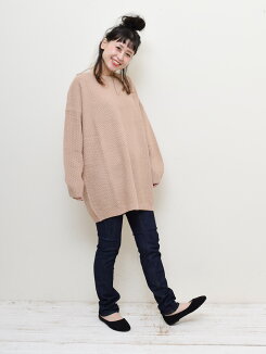 【ハトマガ10月号掲載商品】三子糸ざっくりチュニックレディース,トップス,チュニック,三子糸,ゆったり,ハトマ定番,秋冬ニット,カノコ,体型カバー