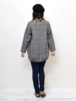 \最大20%OFFクーポン開催中/ビエラ起毛チェックたまごチュニック1812レディース,トップス,チュニック,起毛,たまご,体型カバー,ハトマスト,カジュアル,秋冬