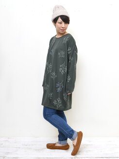\WINTERSALE30%OFF/小枝柄チュニックレディース,トップス,チュニック,小枝,総柄,春,冬,ゆったり,気になる体型カバー,ハトマスト
