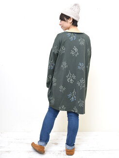 \WINTERSALE30%OFF/小枝柄チュニックレディース,トップス,チュニック,小枝,総柄,春,冬,ゆったり,気になる体型カバー,ハトマスト