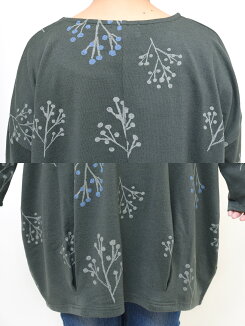 \WINTERSALE30%OFF/小枝柄チュニックレディース,トップス,チュニック,小枝,総柄,春,冬,ゆったり,気になる体型カバー,ハトマスト