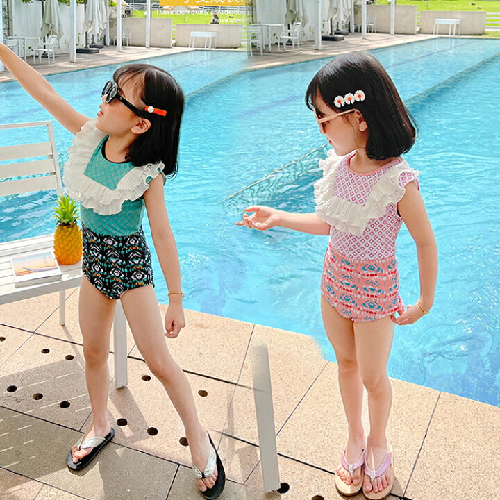 楽天市場 キッズ 水着 女の子 子供服 子供 水着 姉妹服 Uvカット 幼稚園 保育園 子供水着 キッズ水着 女の子水着 ガールズ水着 ブルー ウォーターパーク プール 海 旅行 2 10歳 Heart Max 楽天市場店