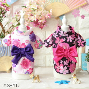 新作 犬服 春物 犬用 和服 浴衣 夏用 ペット着物 和風 浴衣 桜 蝶結び 菊花 着物 両足 和服 猫も可 小型犬 お祭り 花火大会 お正月 お祝い 年末年 結婚式 記念撮影 誕生日 ホワイト ブラック XS-