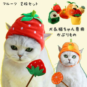 2枚セット 犬 猫ちゃん かぶりもの フルーツ イチゴ 蜜柑 アボカド猫服 犬服 手作り ペットアクセサリー 写真背景 ペット用品 サイズ調整可能 軽量 柔らかい 可愛い おしゃれ 面白い 歯を磨